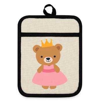 Prinzessin - Topflappen mit Gummirückseite - Leinen/Schwarz  - Vorne