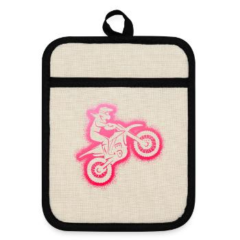 Dirt Biker Dirtbike Kinder Motorcross Frauen - Topflappen mit Gummirückseite - Leinen/Schwarz  - Vorne