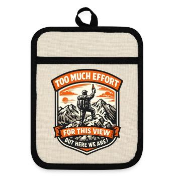 Bergsteiger Patch Aussicht Gipfelbier - Topflappen mit Gummirückseite - Leinen/Schwarz  - Vorne