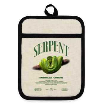 Green Tree Python Modern Reptile Keeper Streetwear - Topflappen mit Gummirückseite - Leinen/Schwarz  - Vorne