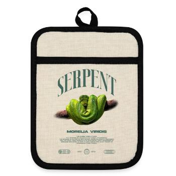 Green Tree Python Modern Reptile Keeper Streetwear - Topflappen mit Gummirückseite - Leinen/Schwarz  - Vorne