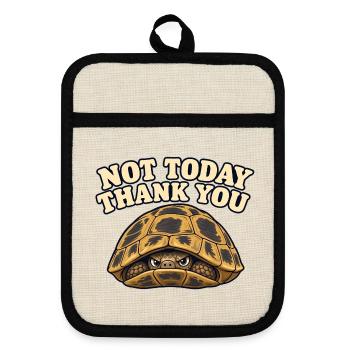 Nicht heute, Schildkröte - Topflappen mit Gummirückseite - Leinen/Schwarz  - Vorne