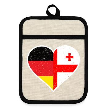 Germany Georgia Vintage Heart - Topflappen mit Gummirückseite - Leinen/Schwarz  - Vorne