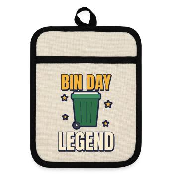 Bin Day Legend Lustiger britischer Wheelie-Bin - Topflappen mit Gummirückseite - Leinen/Schwarz  - Vorne