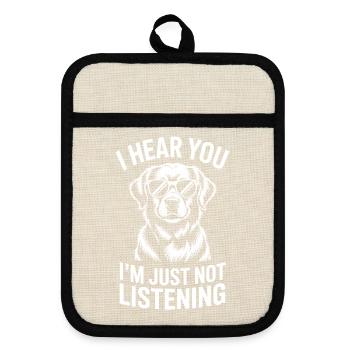 Golden Retriever Lustige Golden Retriever Geschenk - Topflappen mit Gummirückseite - Leinen/Schwarz  - Vorne