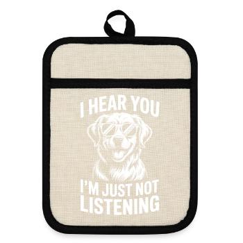 Golden Retriever Lustige Golden Retriever Geschenk - Topflappen mit Gummirückseite - Leinen/Schwarz  - Vorne
