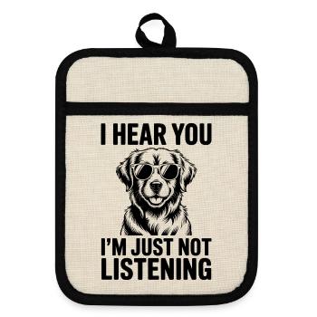 Golden Retriever Lustige Golden Retriever Geschenk - Topflappen mit Gummirückseite - Leinen/Schwarz  - Vorne