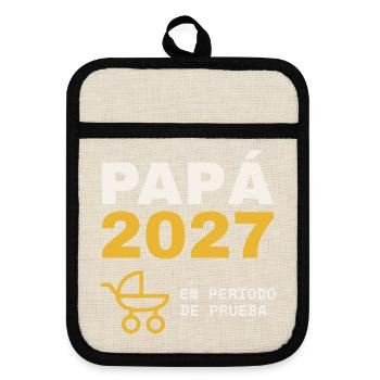 Papa 2027 - Topflappen mit Gummirückseite - Leinen/Schwarz  - Vorne
