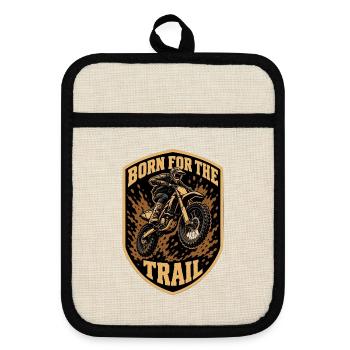 Born For The Trail Motocross Dirtbike Vintage Bad - Topflappen mit Gummirückseite - Leinen/Schwarz  - Vorne