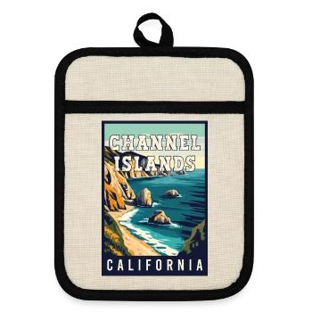 Entdecken Sie die Schönheit der Kanalinseln in Kalifornien - Topflappen mit Gummirückseite - Leinen/Schwarz  - Vorne