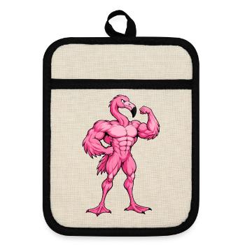 Pink Flamingo Fitness - Topflappen mit Gummirückseite - Leinen/Schwarz  - Vorne