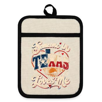 Texas Liebe Vintage Druck - Topflappen mit Gummirückseite - Leinen/Schwarz  - Vorne