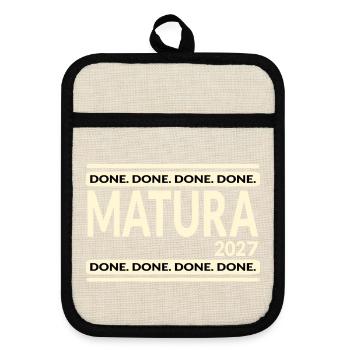 Maturität, Abschluss Matura 2027 - Topflappen mit Gummirückseite - Leinen/Schwarz  - Vorne