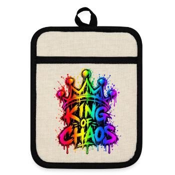 King of Chaos Regenbogen Graffiti - Topflappen mit Gummirückseite - Leinen/Schwarz  - Vorne