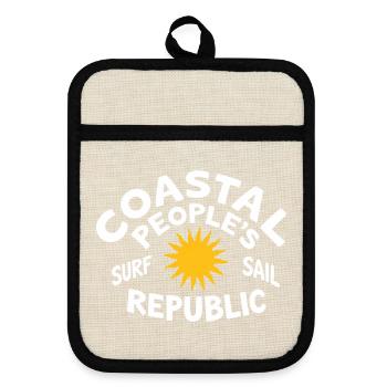 Logo Côte Surf Soleil République - Topflappen mit Gummirückseite - Leinen/Schwarz  - Vorne