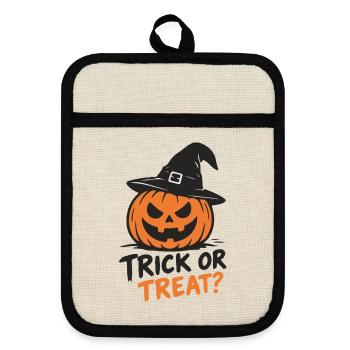 Halloween Kürbis-Hexe Trick or Treat - Topflappen mit Gummirückseite - Leinen/Schwarz  - Vorne
