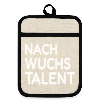 Nachwuchstalent  Talent Anfänger - Topflappen mit Gummirückseite - Leinen/Schwarz  - Vorne