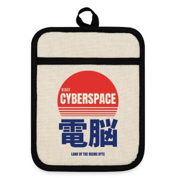 Besuchen Sie Cyberspace Land Of The Rising Byte - Topflappen mit Gummirückseite - Leinen/Schwarz  - Vorne