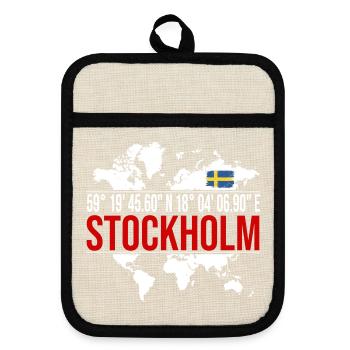 Stockholm - Topflappen mit Gummirückseite - Leinen/Schwarz  - Vorne