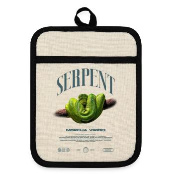 Green Tree Python Modern Reptile Keeper Streetwear - Topflappen mit Gummirückseite - Leinen/Schwarz  - Vorne