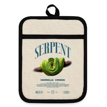 Green Tree Python Modern Reptile Keeper Streetwear - Topflappen mit Gummirückseite - Leinen/Schwarz  - Vorne