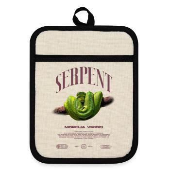 Green Tree Python Modern Reptile Keeper Streetwear - Topflappen mit Gummirückseite - Leinen/Schwarz  - Vorne
