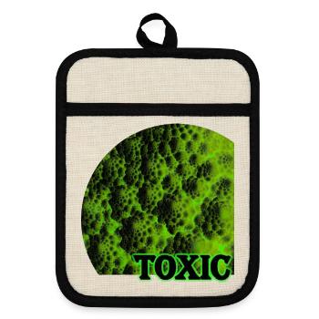 Toxisches, dunkles Romanesco - Topflappen mit Gummirückseite - Leinen/Schwarz  - Vorne