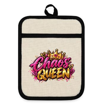 Chaos Königin Graffiti Krone - Topflappen mit Gummirückseite - Leinen/Schwarz  - Vorne