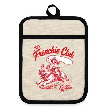  The Frenchie Club Fearless By Nature Französische - Topflappen mit Gummirückseite - Leinen/Schwarz  - Vorne