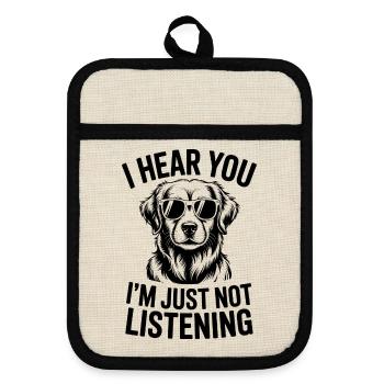 Golden Retriever Lustige Golden Retriever Geschenk - Topflappen mit Gummirückseite - Leinen/Schwarz  - Vorne