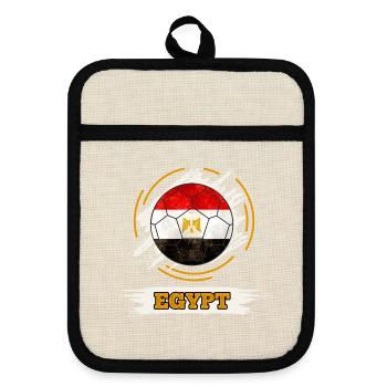 Egypt - Fußball mit Ägypten Flagge - Topflappen mit Gummirückseite - Leinen/Schwarz  - Vorne