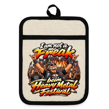 Ich bin kein Freak beim Heavy Metal Festival - Topflappen mit Gummirückseite - Leinen/Schwarz  - Vorne