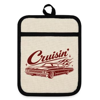 Cruisin’ Classic Car - Topflappen mit Gummirückseite - Leinen/Schwarz  - Vorne