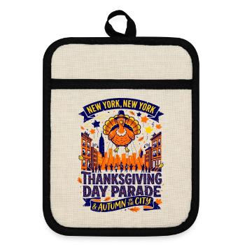 The Thanksgiving Day Parade In New York City - Topflappen mit Gummirückseite - Leinen/Schwarz  - Vorne