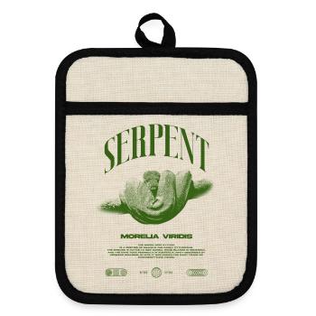 Green Tree Python Modern Reptile Keeper Streetwear - Topflappen mit Gummirückseite - Leinen/Schwarz  - Vorne