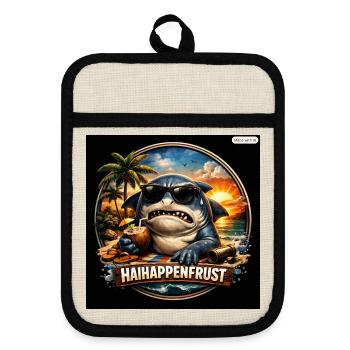 HaiHappenFrust Strandshark - Topflappen mit Gummirückseite - Leinen/Schwarz  - Vorne