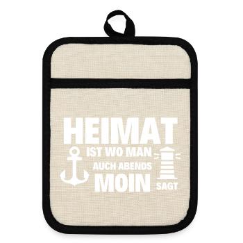 Heimat Moin Leuchtturm Möwe Nordsee - Topflappen mit Gummirückseite - Leinen/Schwarz  - Vorne