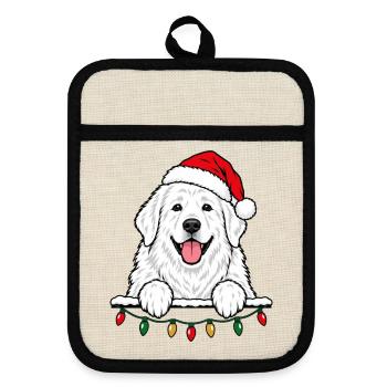 Pyrenäenberghund Weihnachten - Topflappen mit Gummirückseite - Leinen/Schwarz  - Vorne