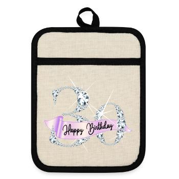 30. Geburtstag Glamour Diamanten Design - Topflappen mit Gummirückseite - Leinen/Schwarz  - Vorne