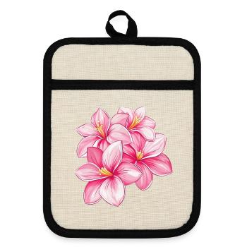 Hawaii Hibiskus Blume Maui Surfer Strand Tropisch - Topflappen mit Gummirückseite - Leinen/Schwarz  - Vorne