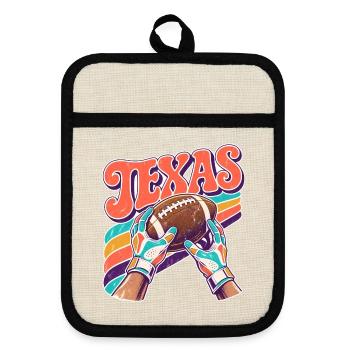 Texas Football Retro Stil - Topflappen mit Gummirückseite - Leinen/Schwarz  - Vorne