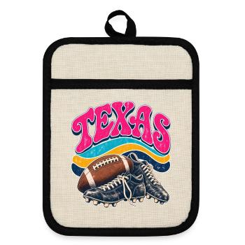 Texas Retro-Fußball & Boots Design - Topflappen mit Gummirückseite - Leinen/Schwarz  - Vorne