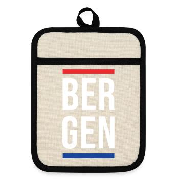 Bergen Bold Block-Typografie - Topflappen mit Gummirückseite - Leinen/Schwarz  - Vorne