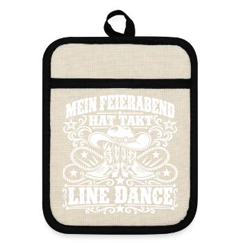 Feierabend mit Line Dance - Topflappen mit Gummirückseite - Leinen/Schwarz  - Vorne