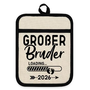 Großer Bruder 2026 - Topflappen mit Gummirückseite - Leinen/Schwarz  - Vorne