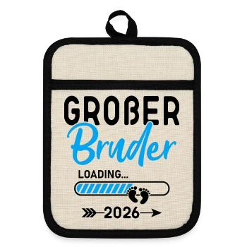 Großer Bruder Loading 2026 - Topflappen mit Gummirückseite - Leinen/Schwarz  - Vorne