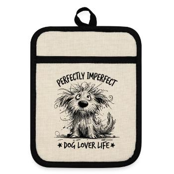 Sketch Furry Dog - Topflappen mit Gummirückseite - Leinen/Schwarz  - Vorne