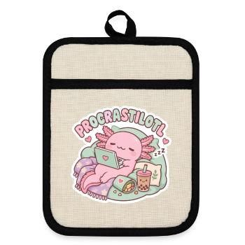 ProcrastiLot Kuscheltier Laptopfreund - Topflappen mit Gummirückseite - Leinen/Schwarz  - Vorne