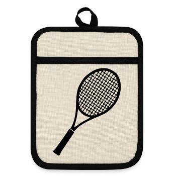 Tennisschläger Tennis Geschenk Tennisspieler - Topflappen mit Gummirückseite - Leinen/Schwarz  - Vorne