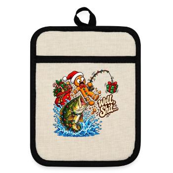 Well Shit Gingerbread Fishing Christmas Bass Humor - Topflappen mit Gummirückseite - Leinen/Schwarz  - Vorne